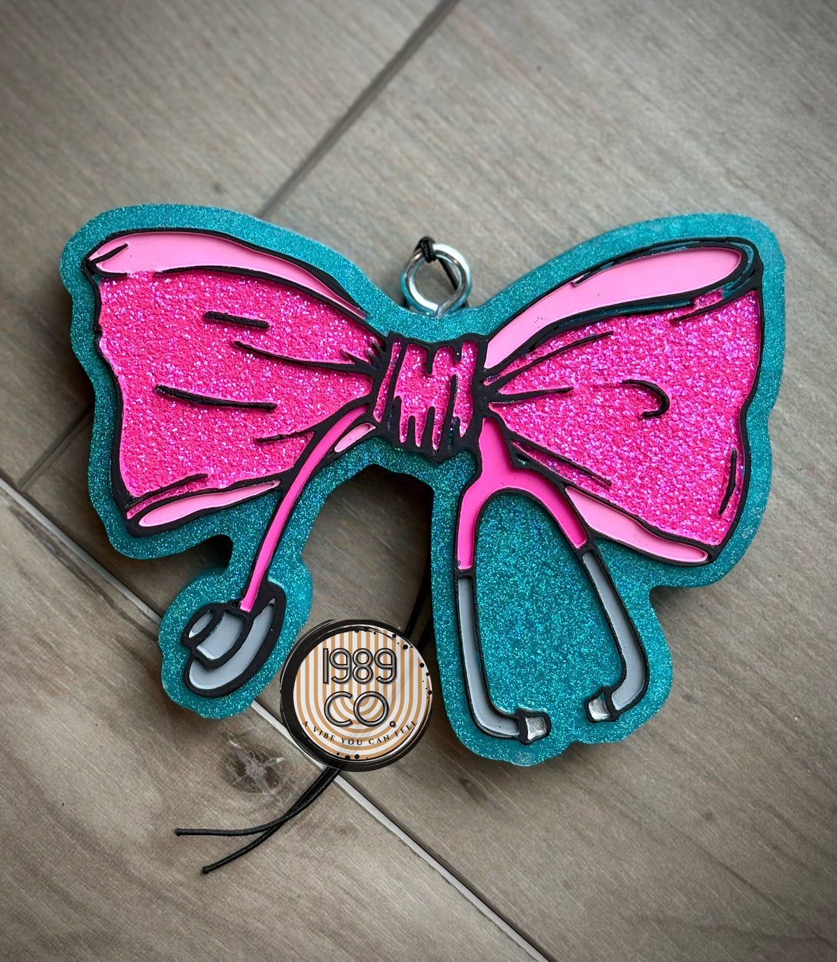 Stethoscope Bow Car Freshie: Pink Sugar
