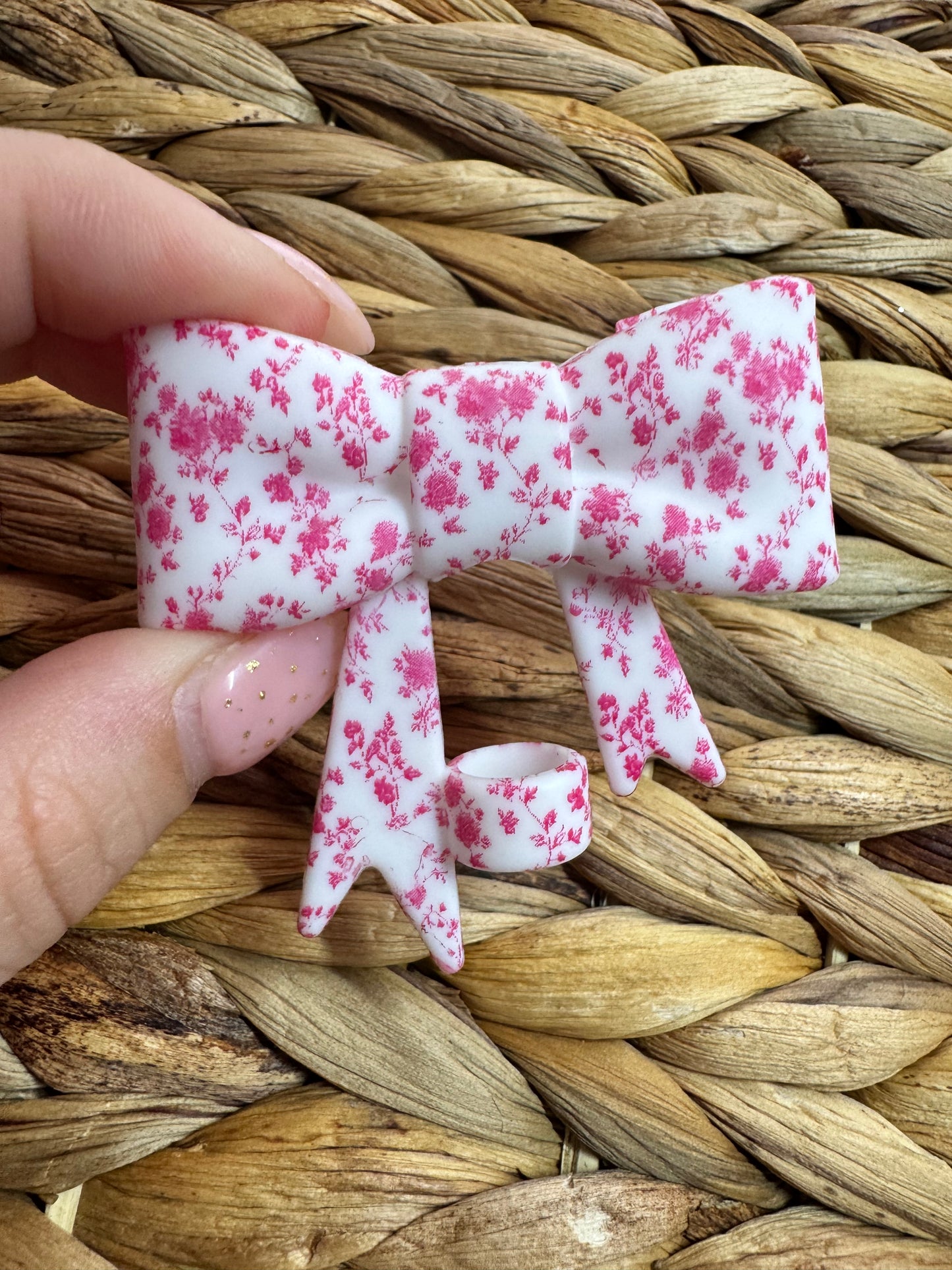Bow Straw Topper Pink Floral
