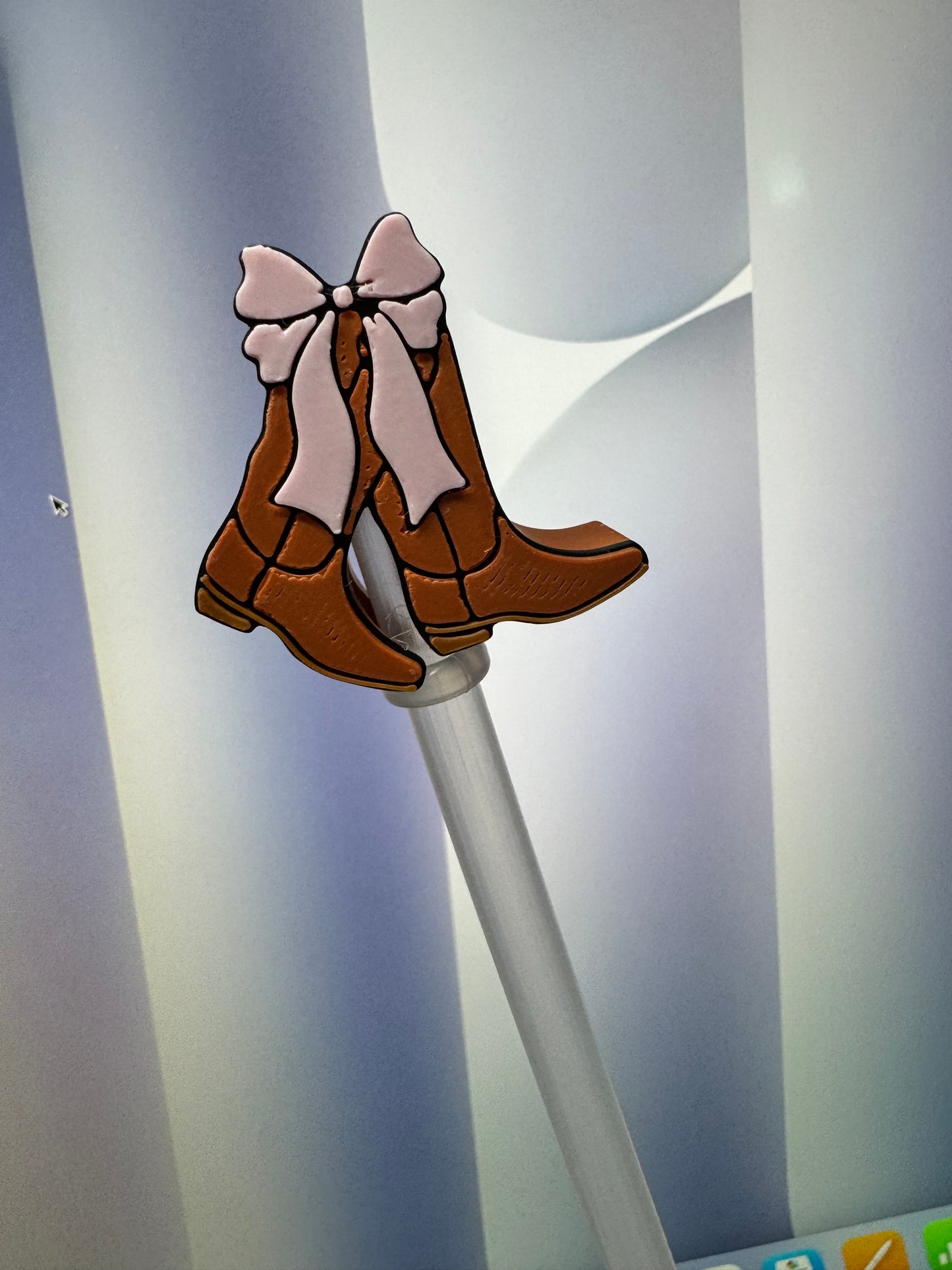 3D Cowgirl Boots with Bow Straw Topper