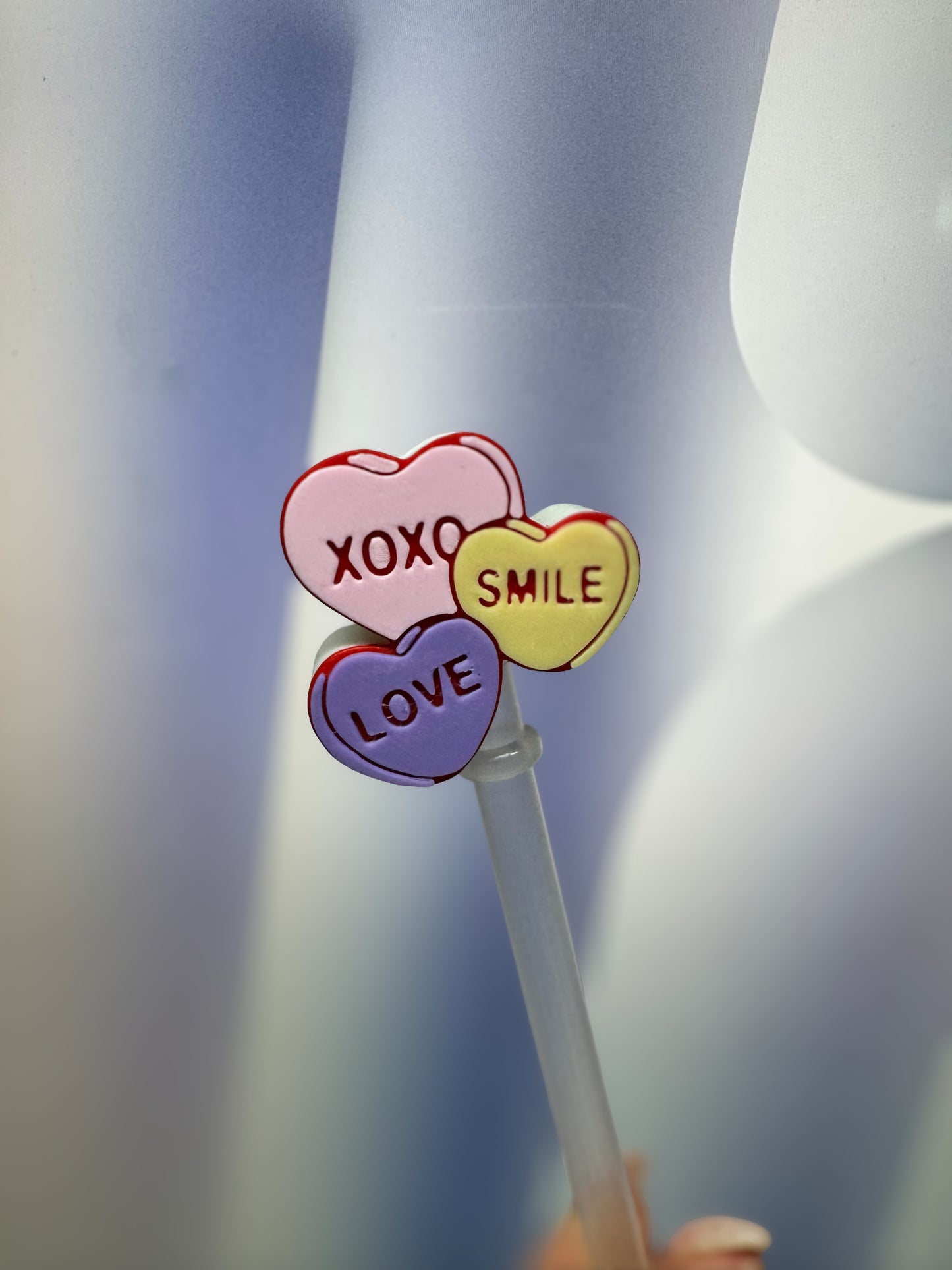 3D Conversational Hearts Straw Topper