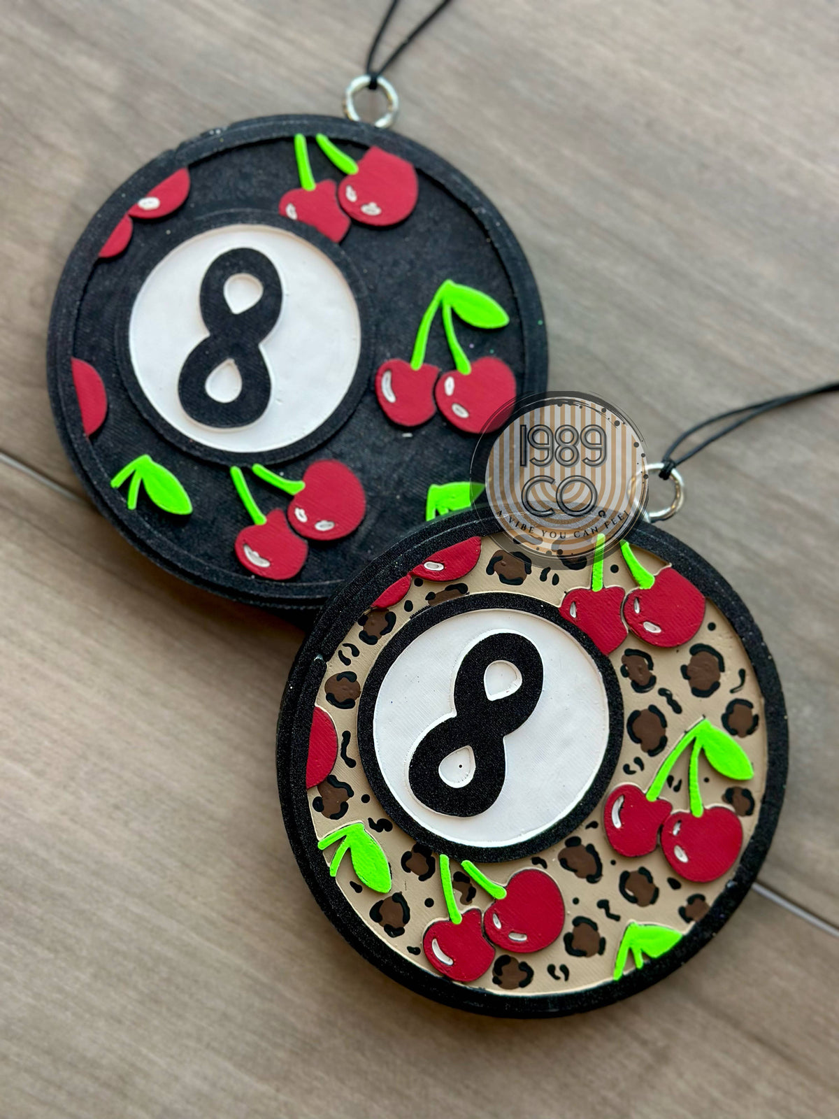 8 Ball Cherries Car Freshie: Black / Aloha Kiwi Passionfruit