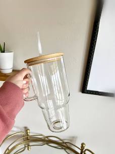 32oz Glass SnowGlobe Tumbler