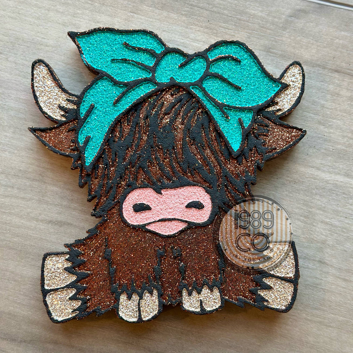 Cow With Bow Car Freshie: Teal / Butt Naked