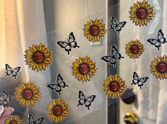 Butterfly and sunflowers