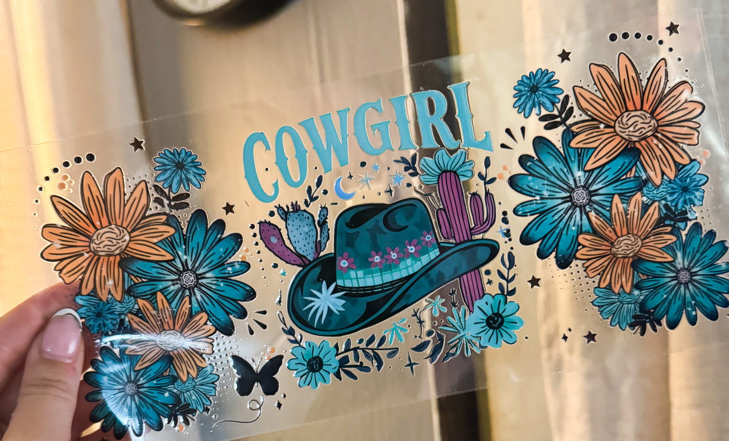 Cowgirl with flowers