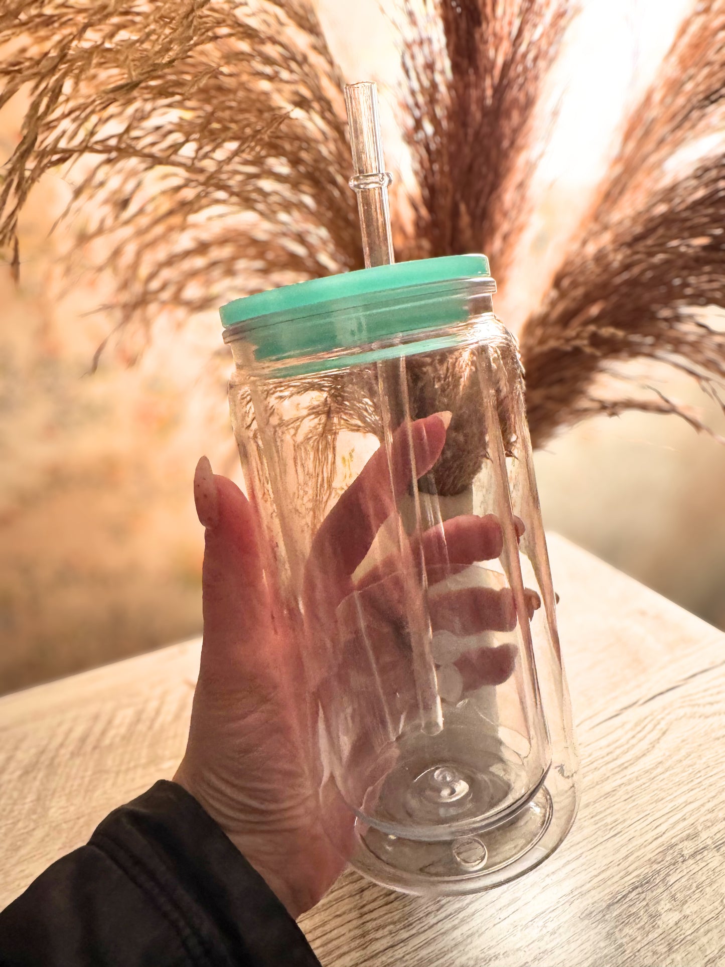 16oz Acrylic Snow Globe Tumbler with Colored lid