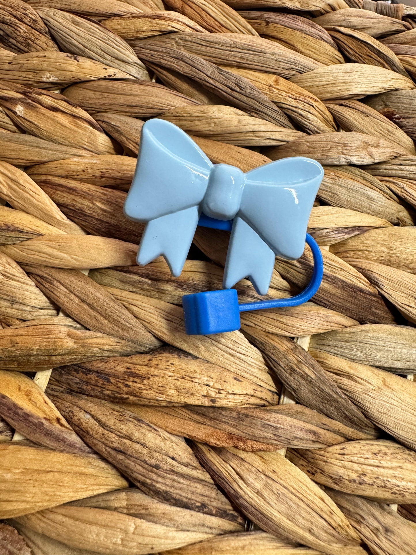 Small Bow Straw Topper Light Blue
