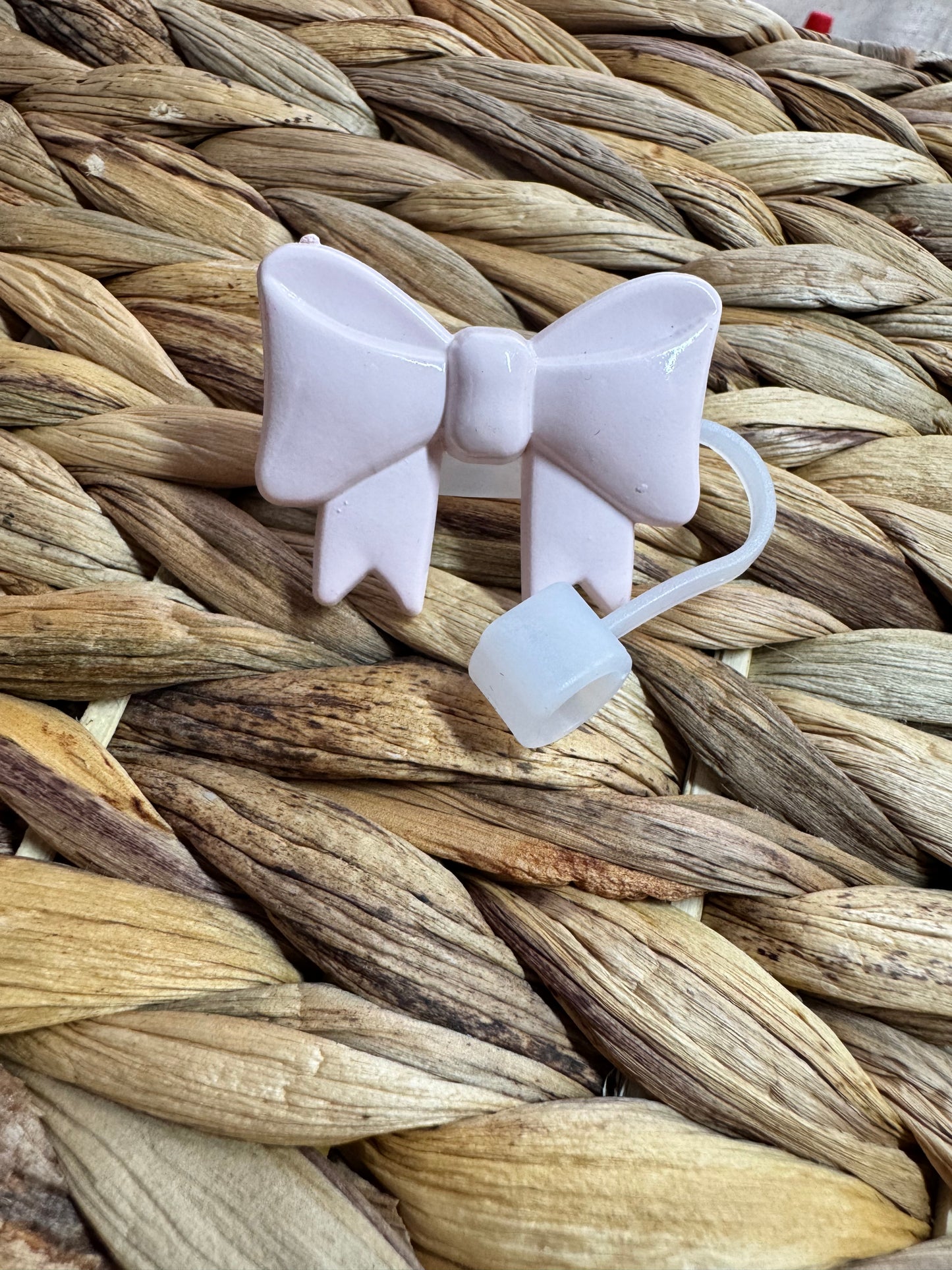 Small Bow Straw Topper Light Pink