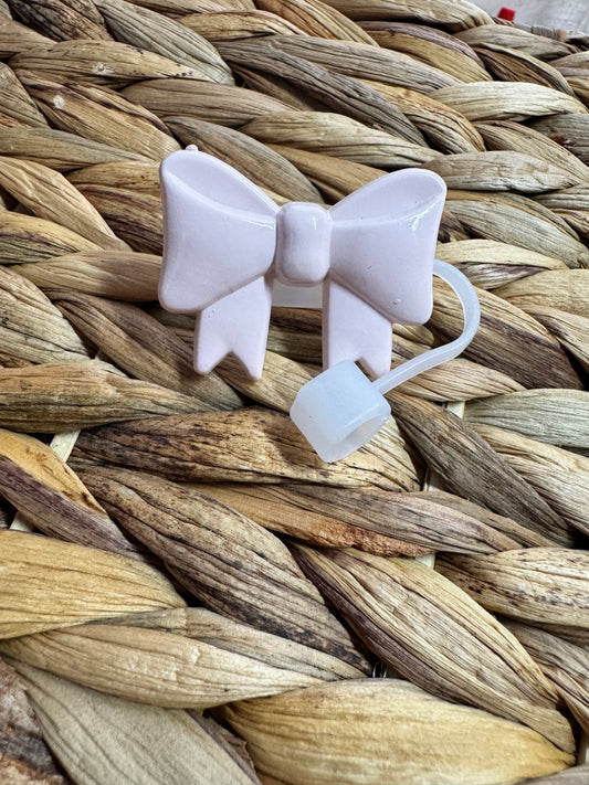 Small Bow Straw Topper Light Pink