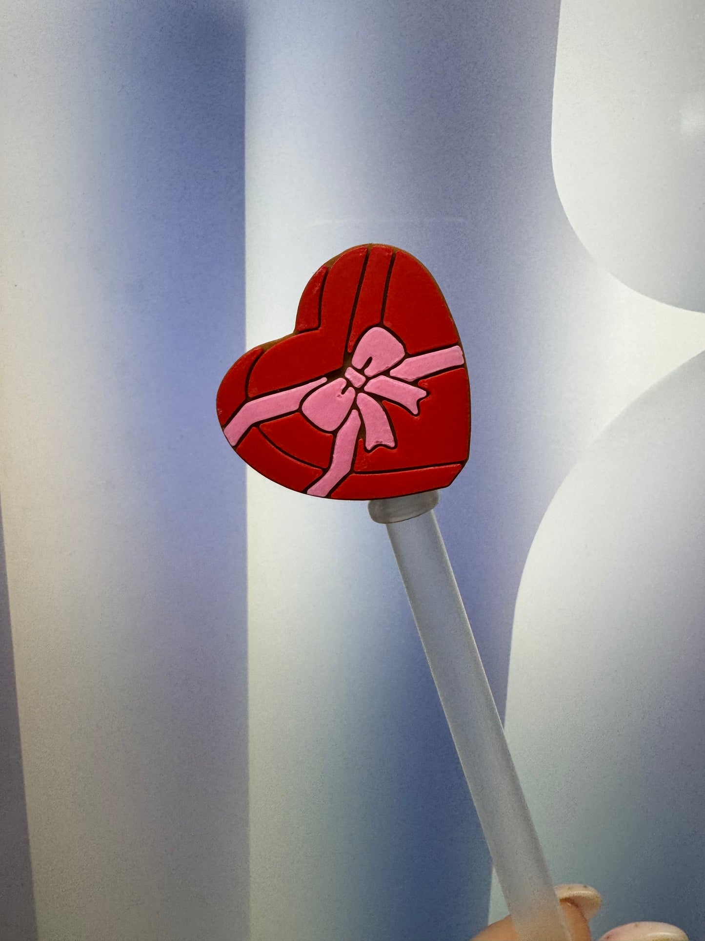 3D Heart Chocolate Box Straw Topper