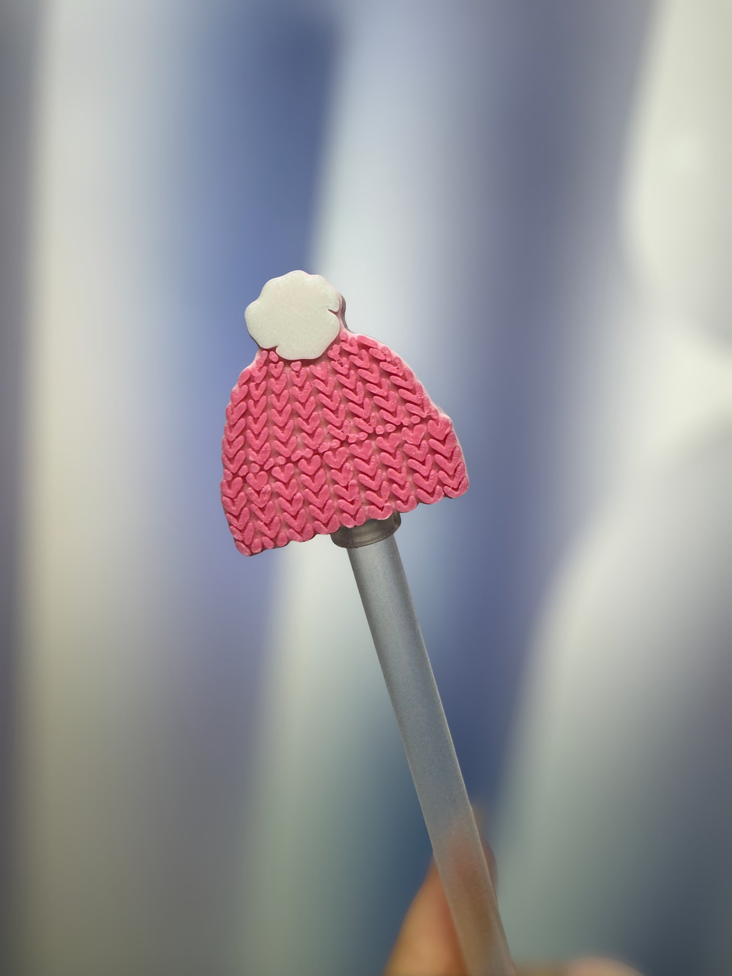 3D Pink Beenie Straw Topper