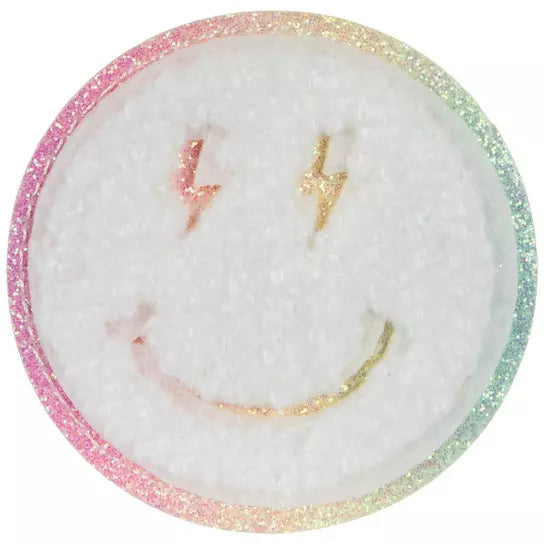 White Smiley Face Patch